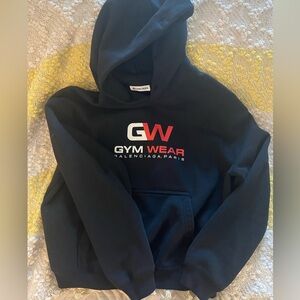 Balenciaga Navy Hoodie with Red and White Print